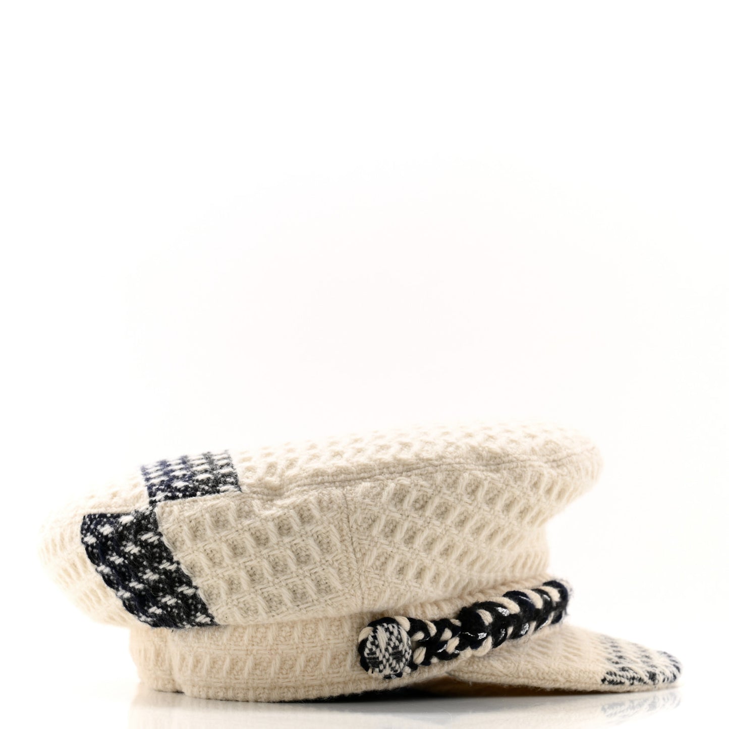 Tweed Hamburg Metier D'Art Sailor Cap Hat L White Black