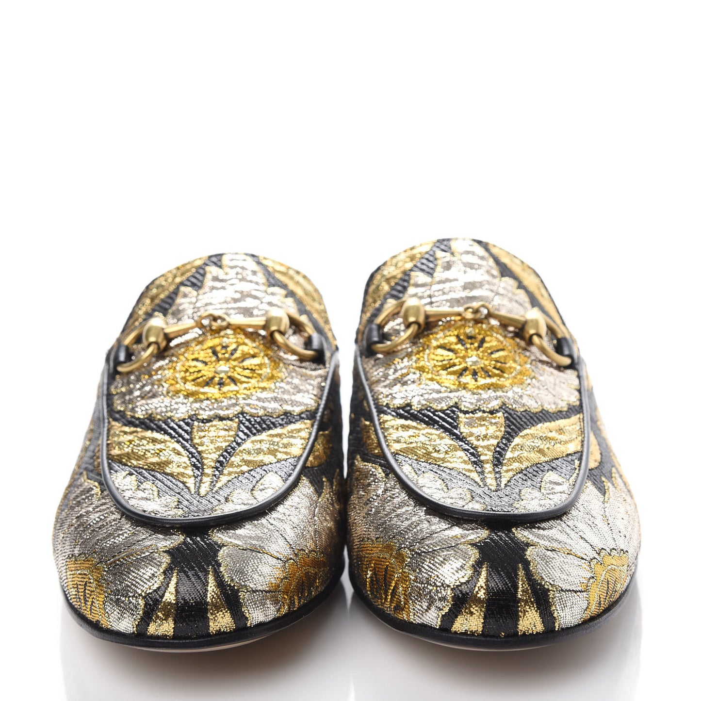 Jacquard Floral Womens Princetown Slippers 36 Oro Black