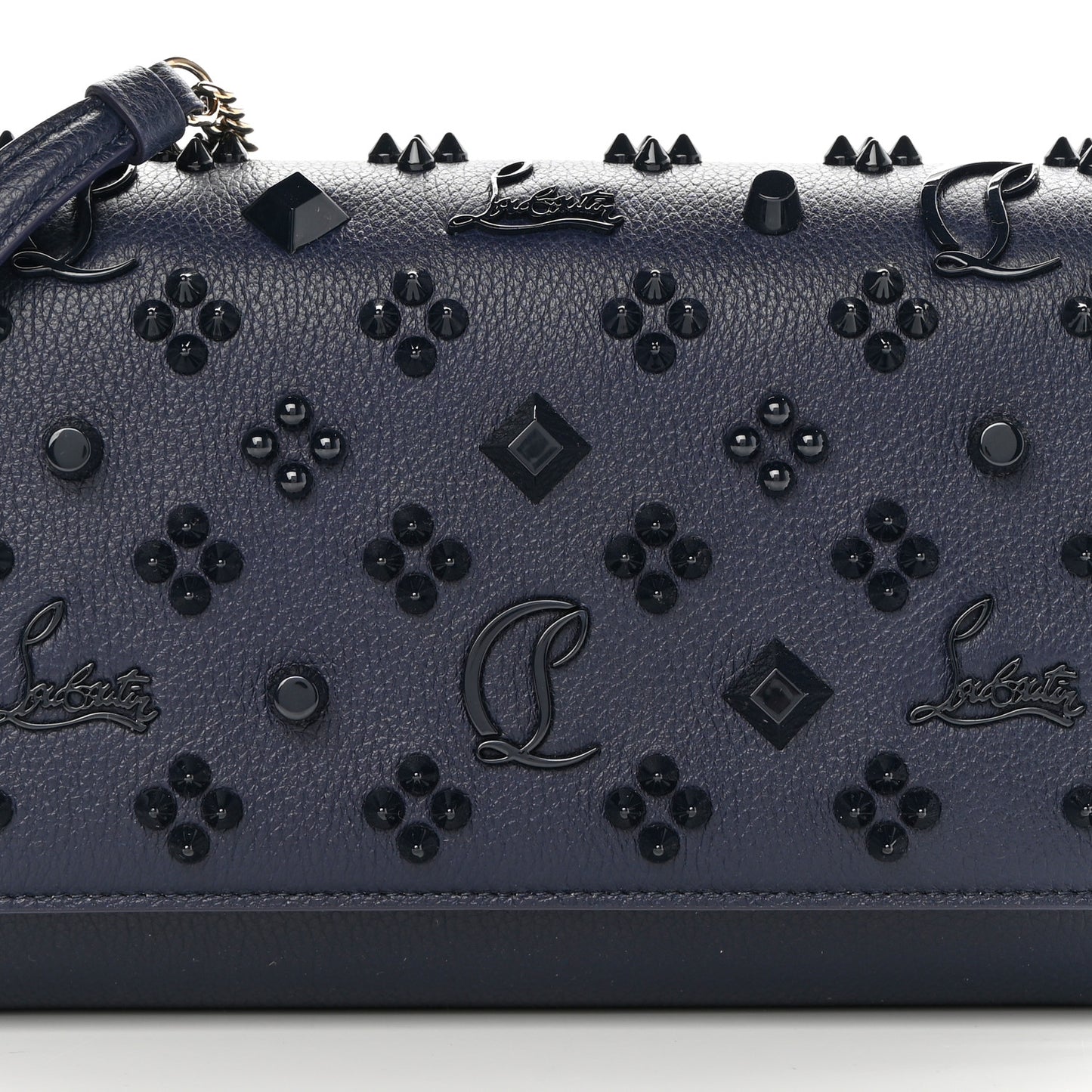 Calfskin Spikes Loubinthesky Paloma Clutch Navy