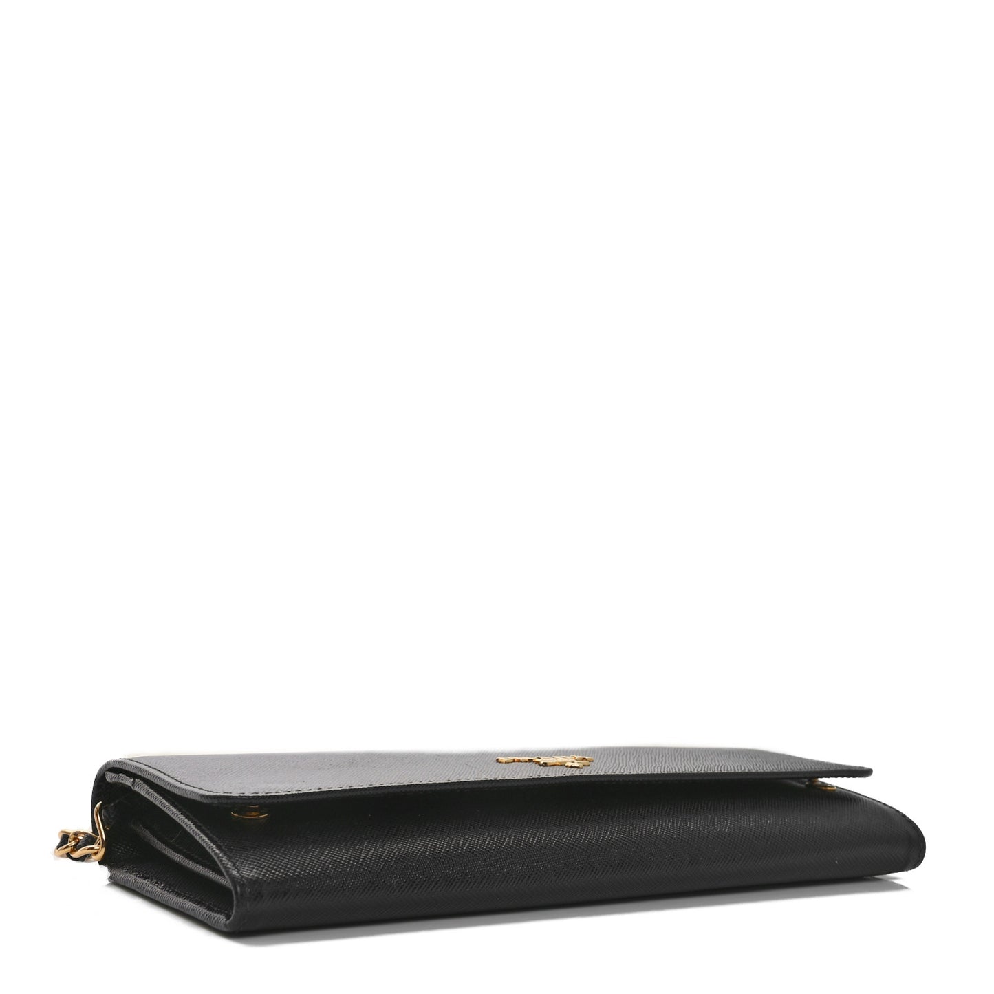 Saffiano Metal Oro Chain Wallet Black
