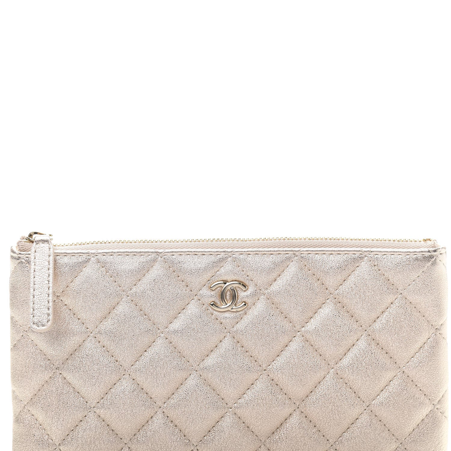 Chanel Metallic Lambskin Quilted Cosmetic Pouch Gold 8 of 9