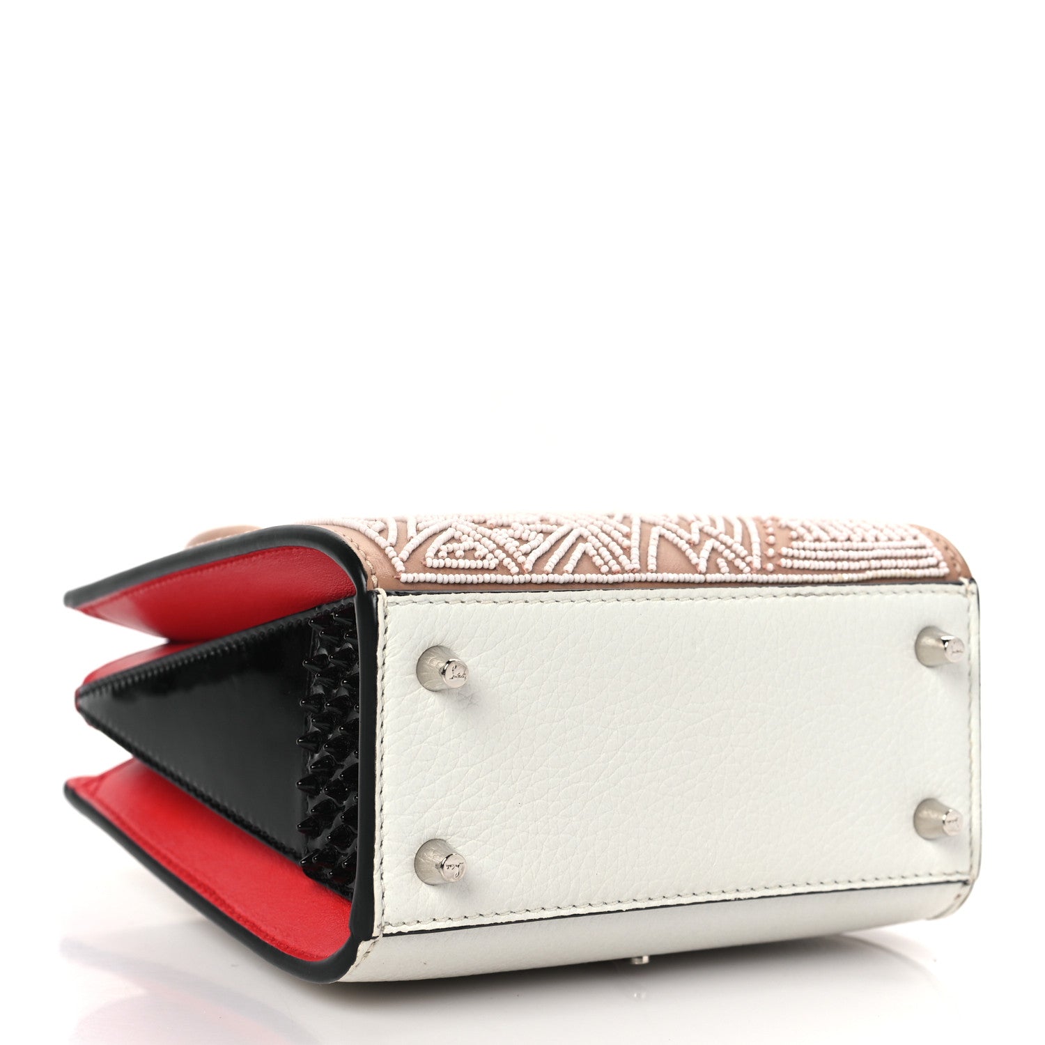 Christian Louboutin Calfskin Beaded Africamana Nano Paloma Nude 4 of 8