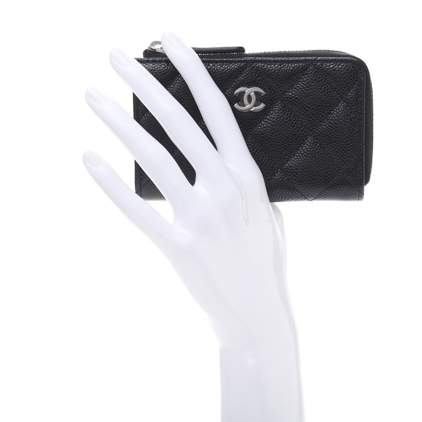 Caviar Quilted Key Holder Case Black