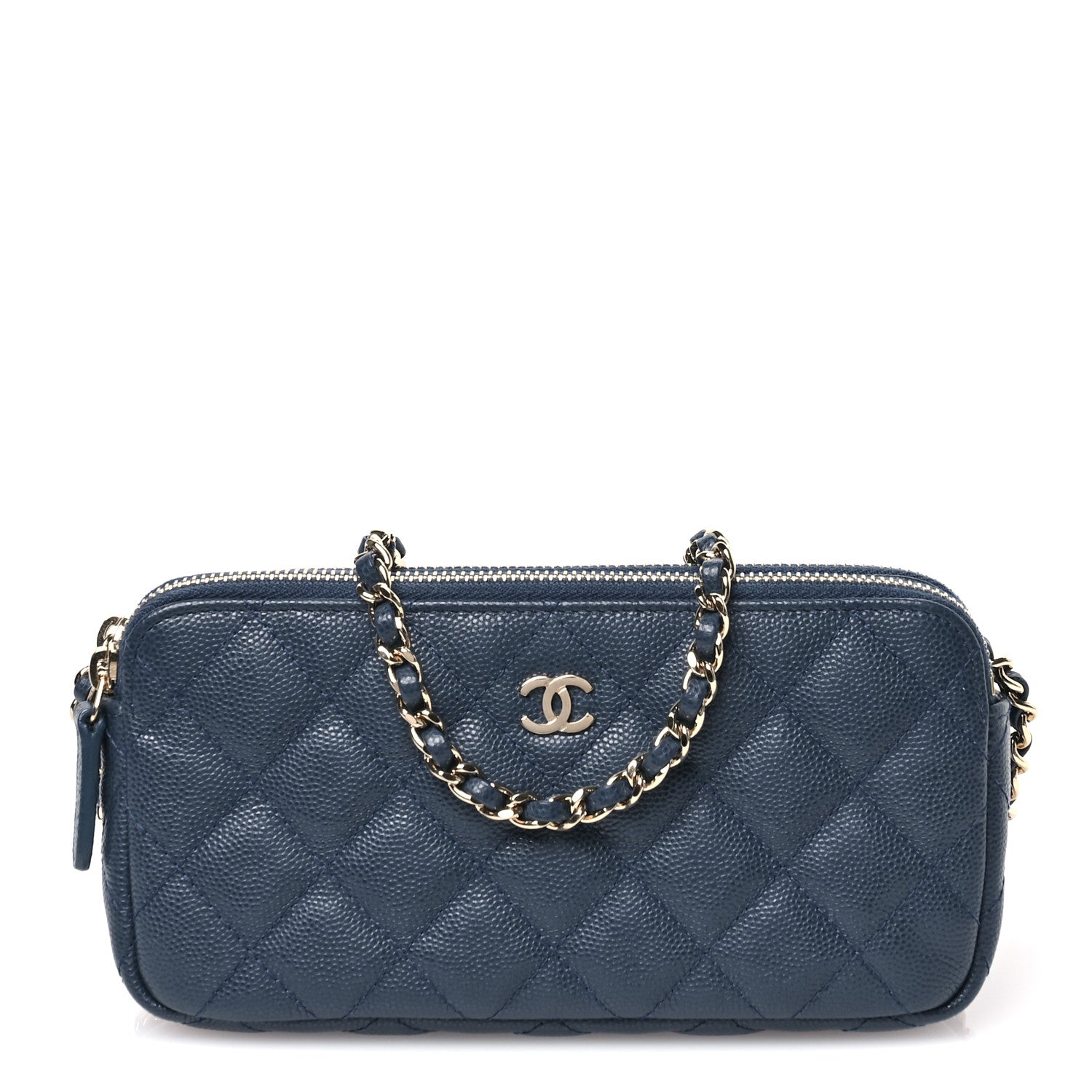 Chanel Caviar Quilted Small Clutch With Chain Blue 1702213
