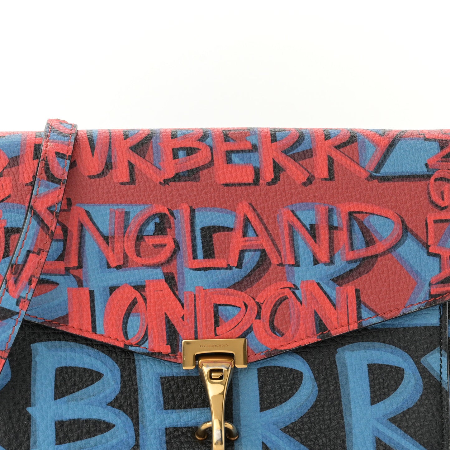 Calfskin Graffiti Print Small Macken Crossbody Bag Black