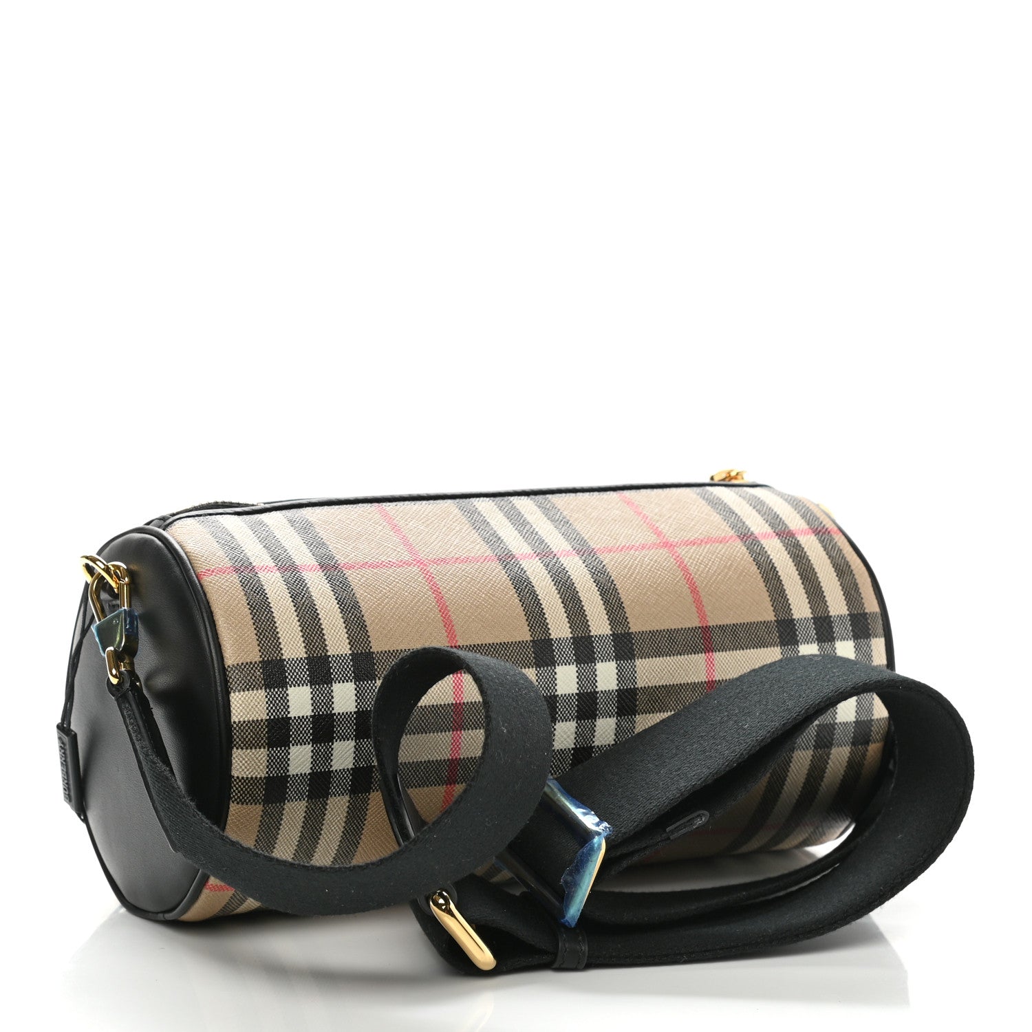 Burberry Vintage Check Calfskin Barrel Bag Beige Black 3 of 9