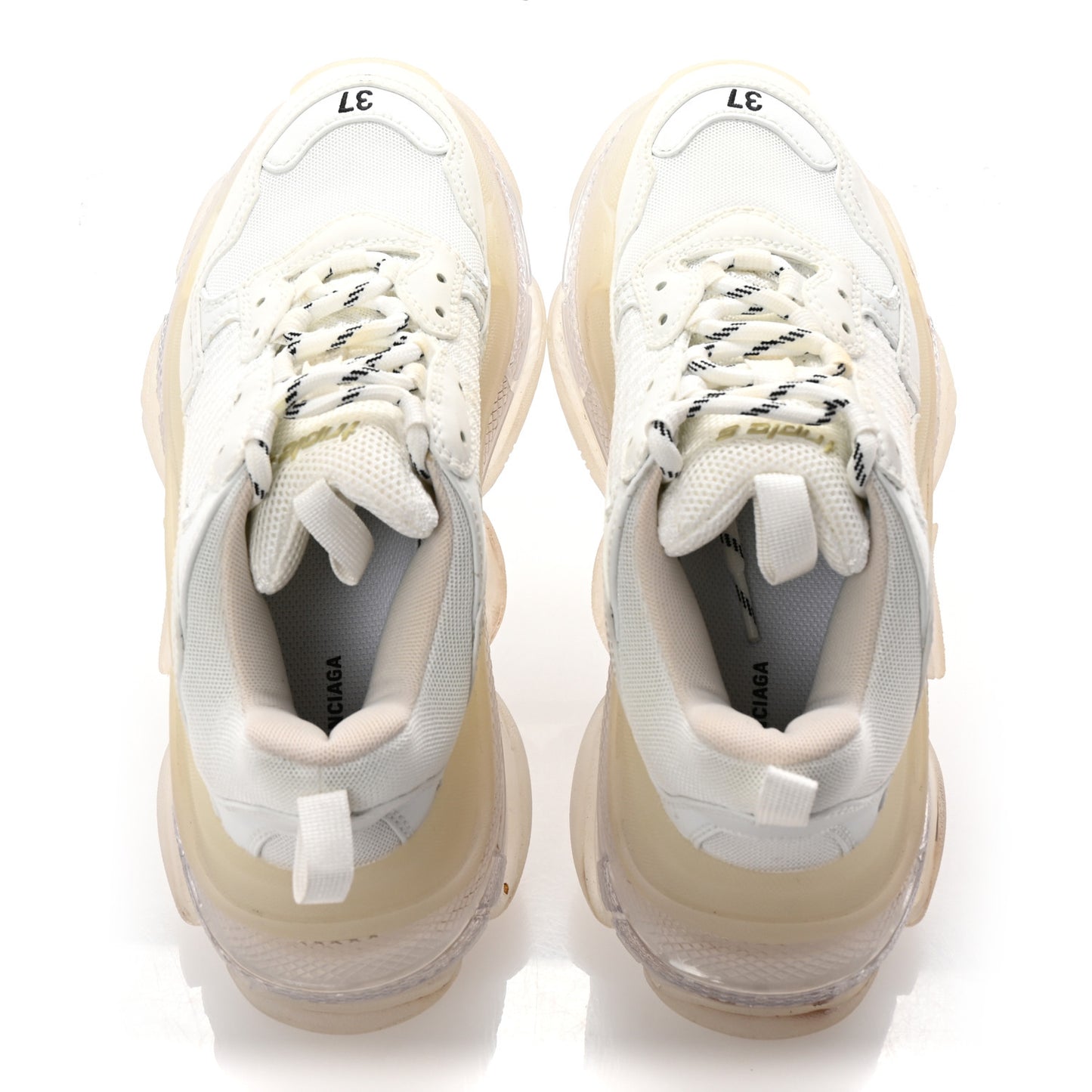 Fabric Mesh Clear Sole Womens Triple S Sneakers 37 White