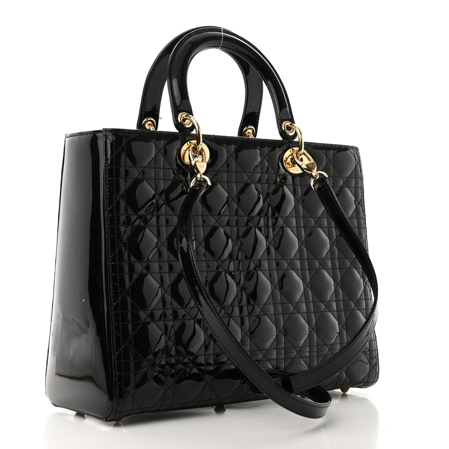 Patent Cannage Large Lady Dior Black