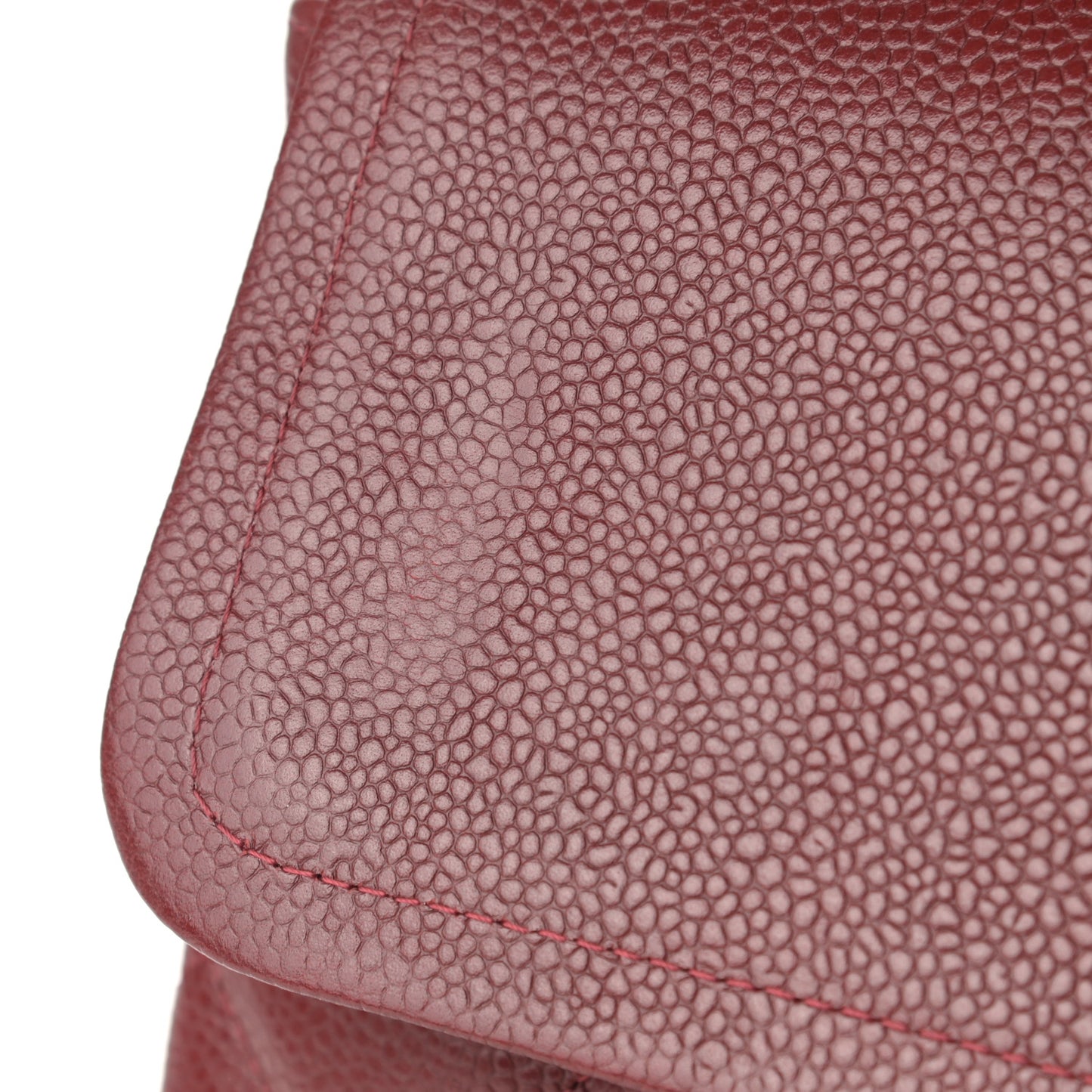 Caviar Quilted Maxi Double Flap Dark Red