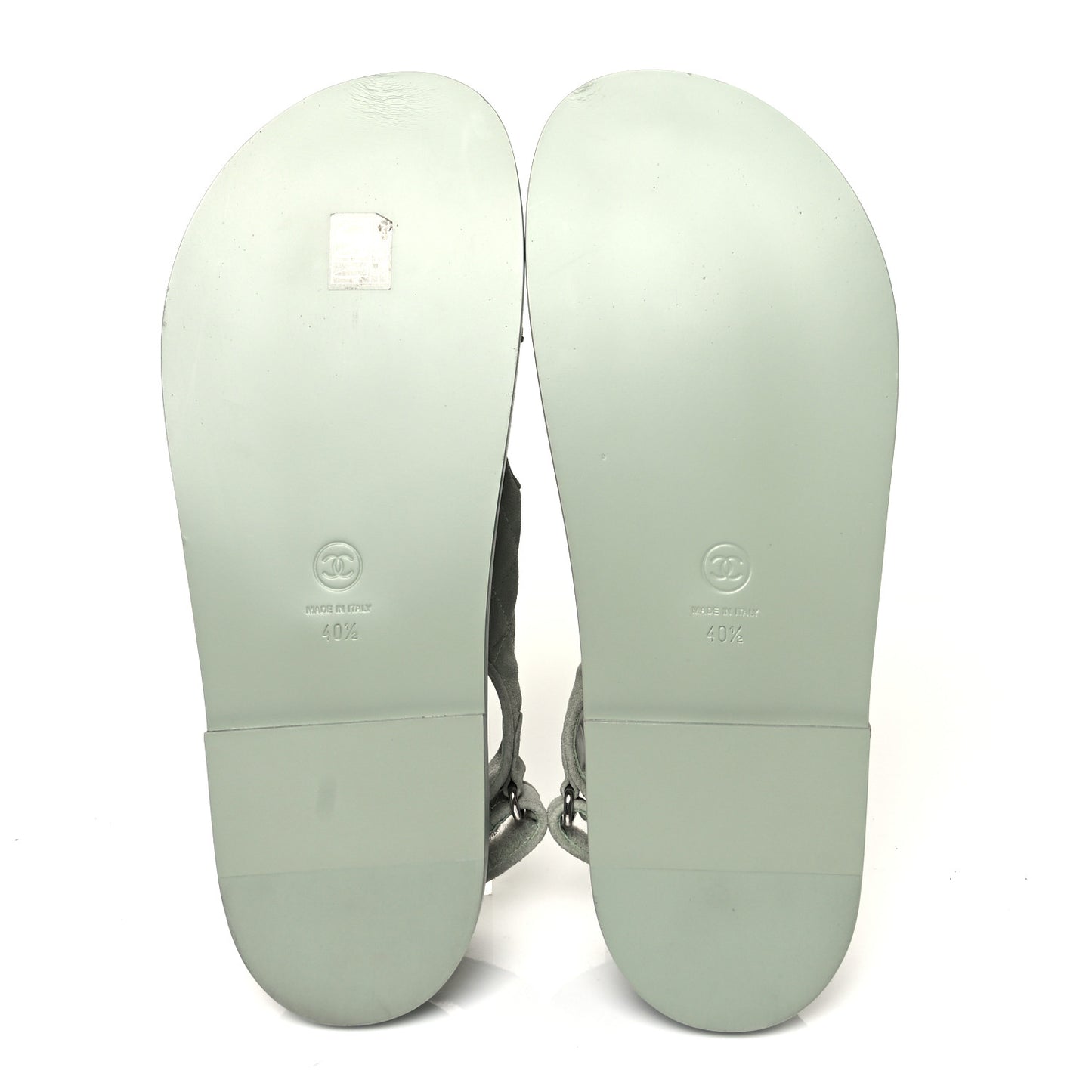 Suede Calfskin Velcro Dad Sandals 40.5 Light Green