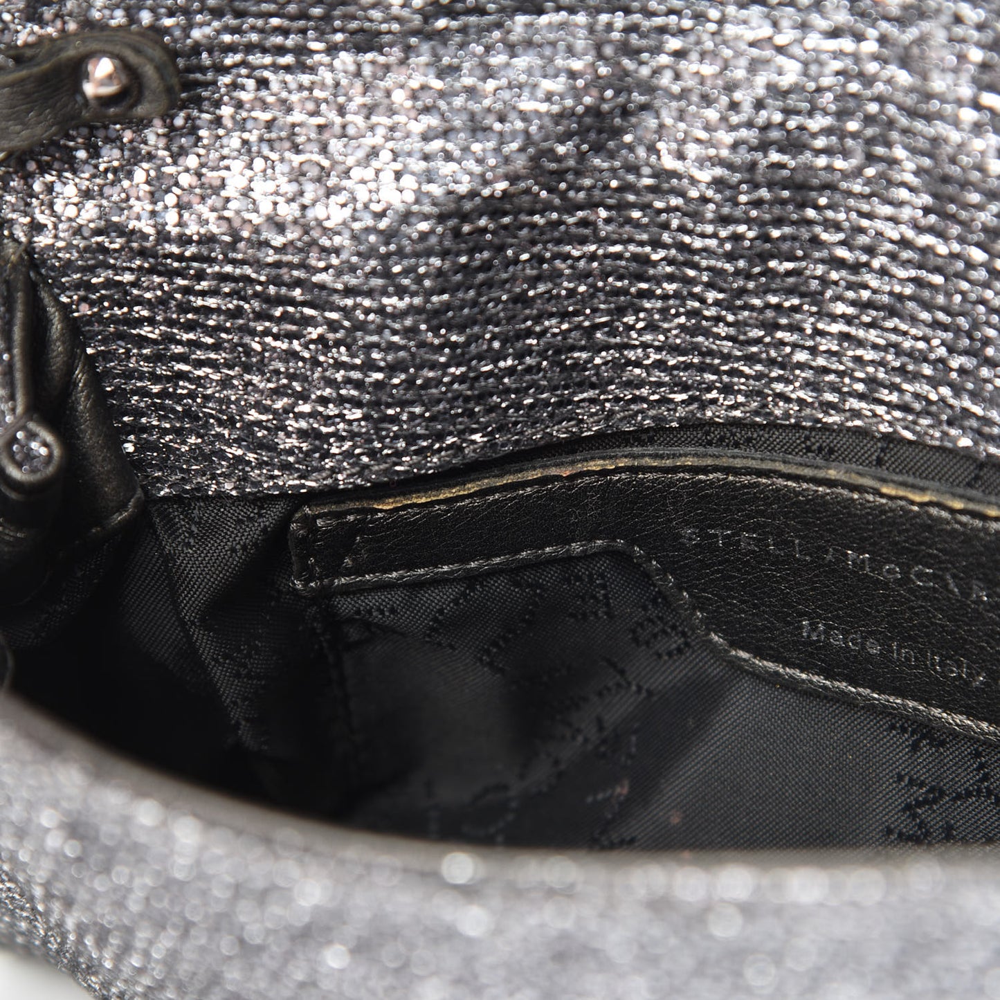 Metallic Woven Raffia Falabella Crossbody Bag Silver