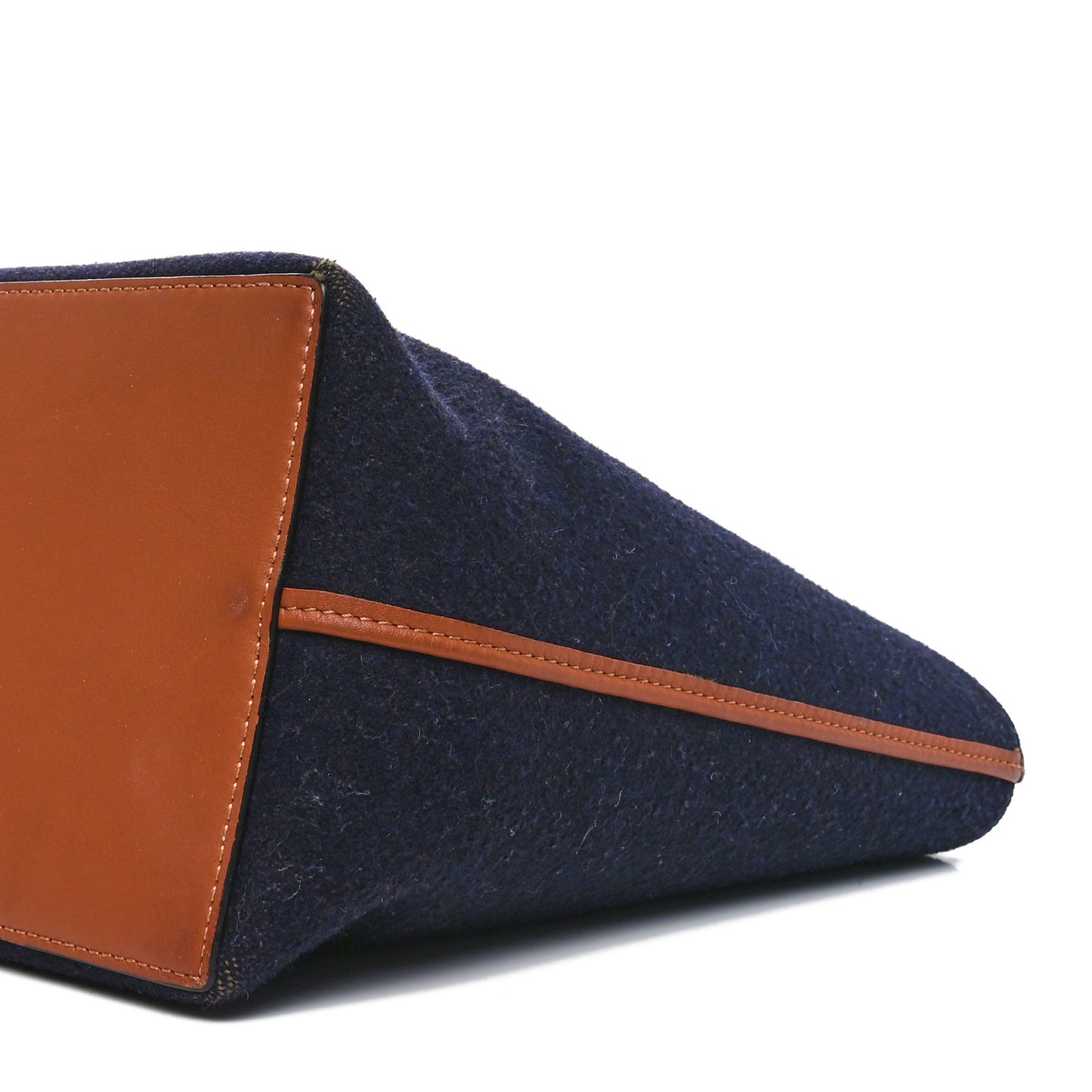 Wool Calfskin Small Love Anagram Tote Navy Tan