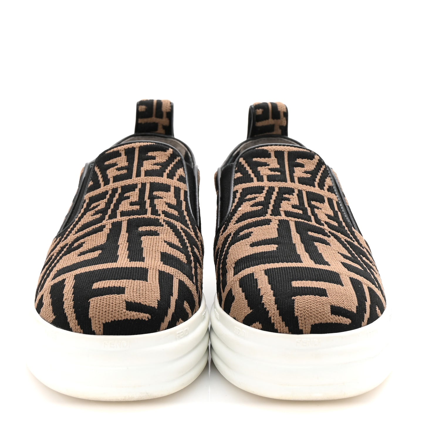 X SARA COLEMAN Canvas FF Vertigo Embroidered Womens Rise Slip On Sneakers 36.5 Tobacco Black