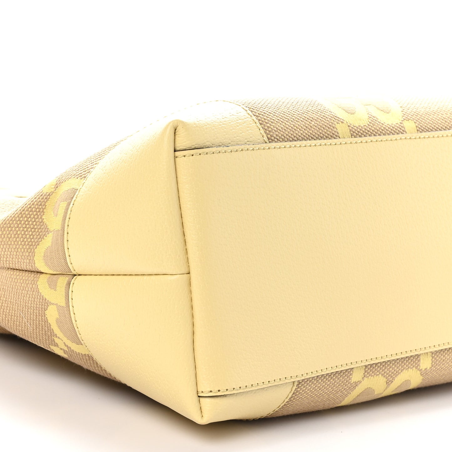 Monogram Jumbo GG Textured Dollar Calfskin Medium Ophidia Shopping Tote Beige Yellow
