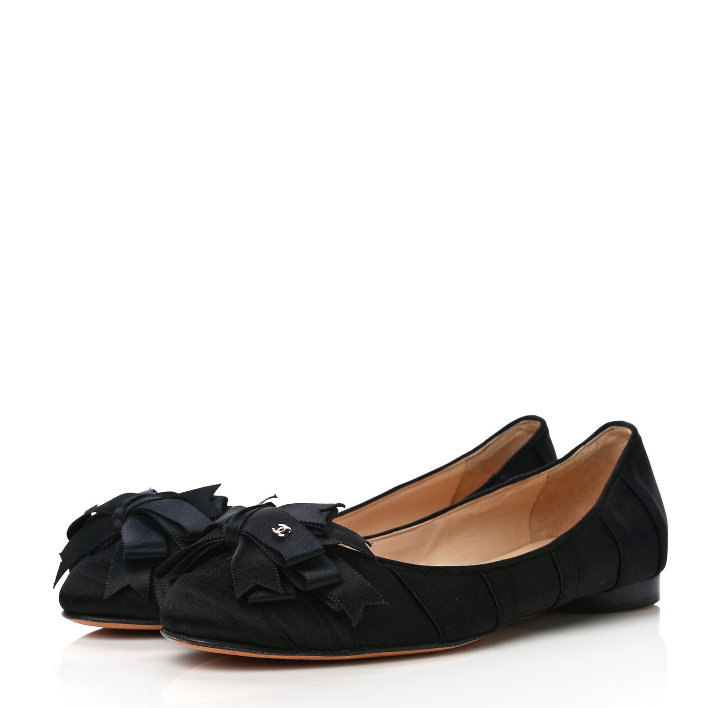 Satin CC Bow Flats 36.5 Black