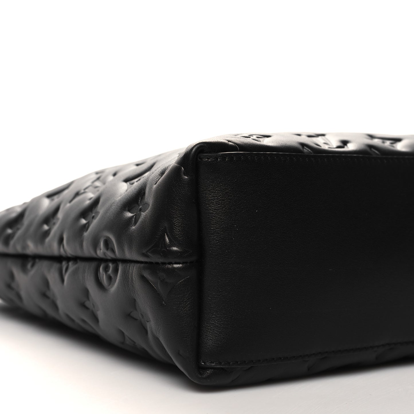 Calfskin Embossed Monogram Coussin Hobo MM Black