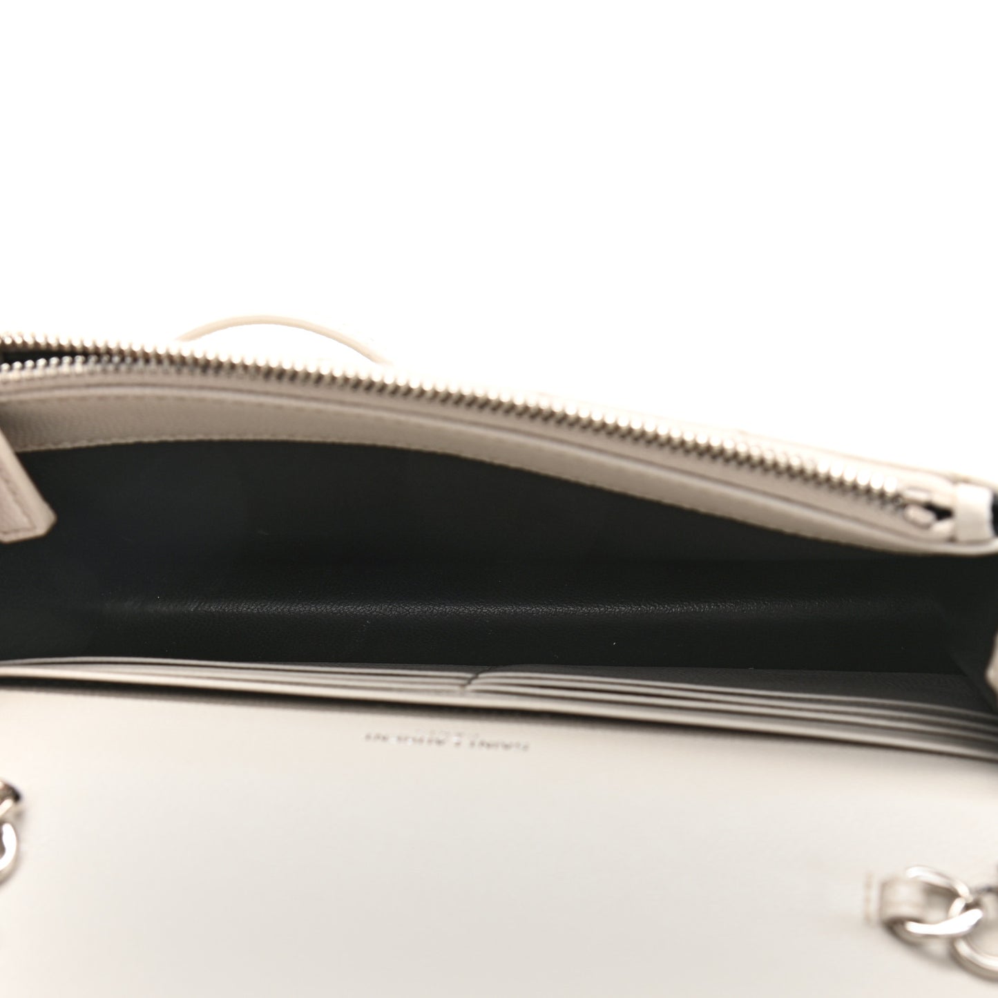 Grain De Poudre Matelasse Chevron Monogram Envelope Chain Wallet Optical White