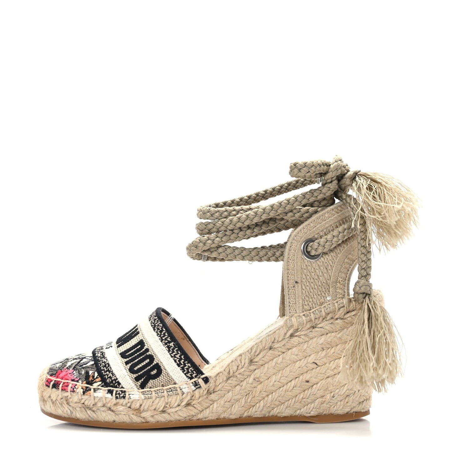 Canvas Mille Fleurs Embroidered Granville Ankle Tie Espadrille 65mm Wedges 35 Multicolor