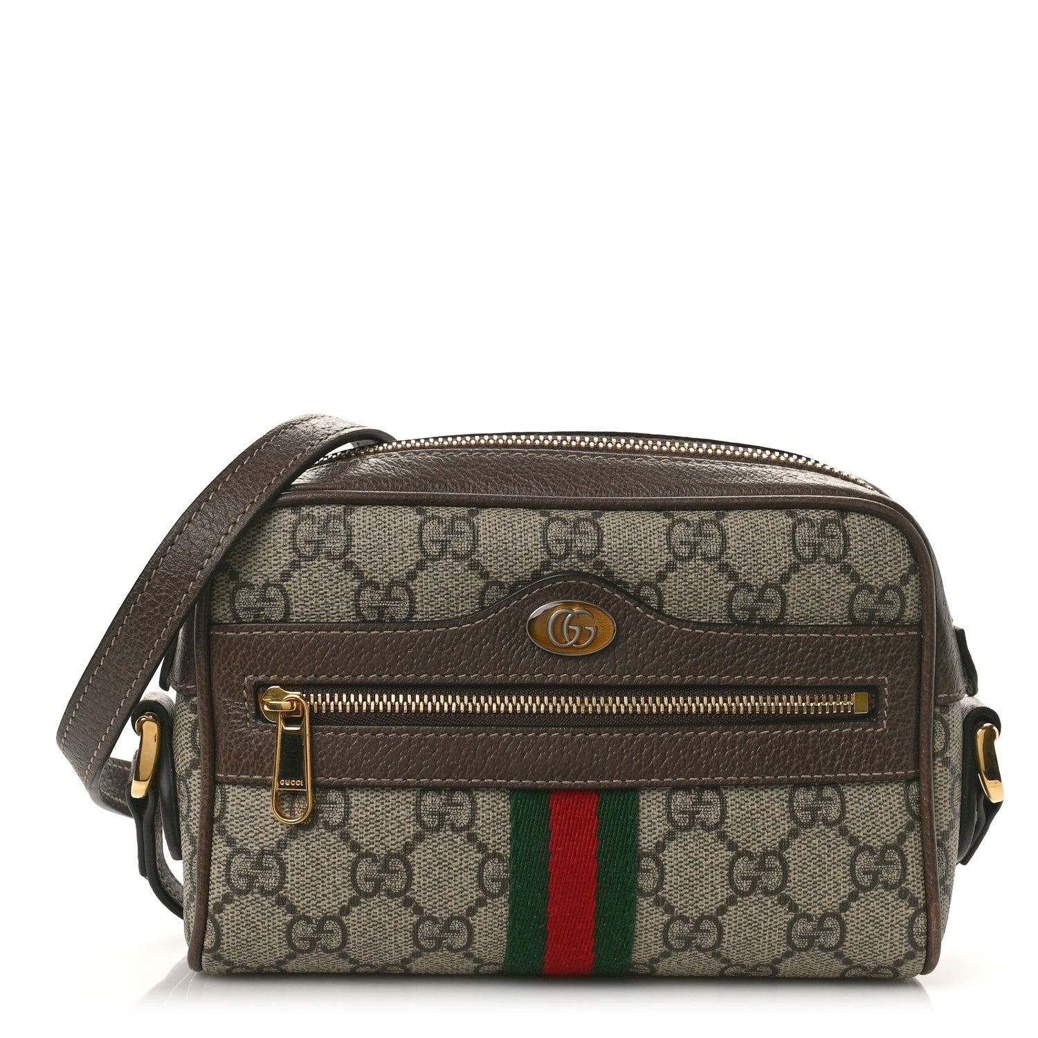 Gucci GG Supreme Monogram Web Mini Ophidia Shoulder Bag Brown 1 of 9