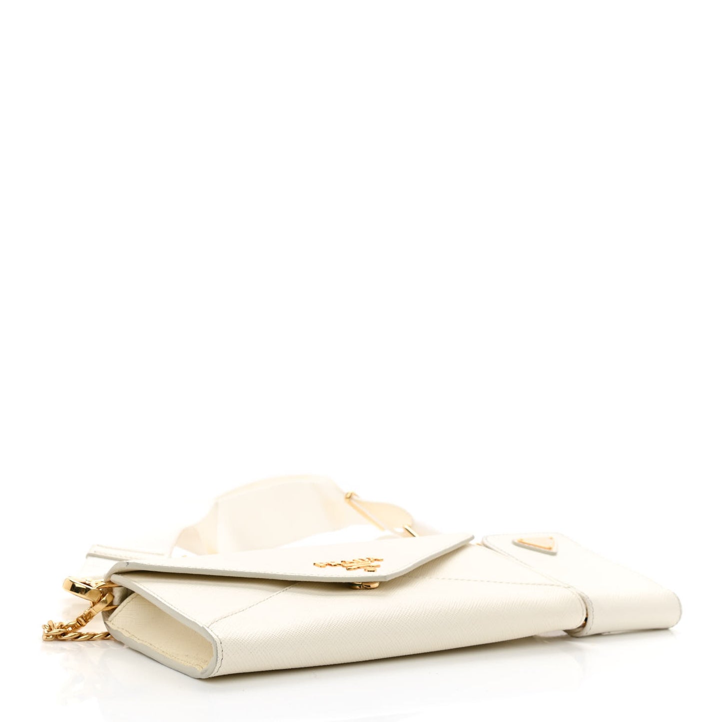 Saffiano City Calf Mini Envelope Bag White