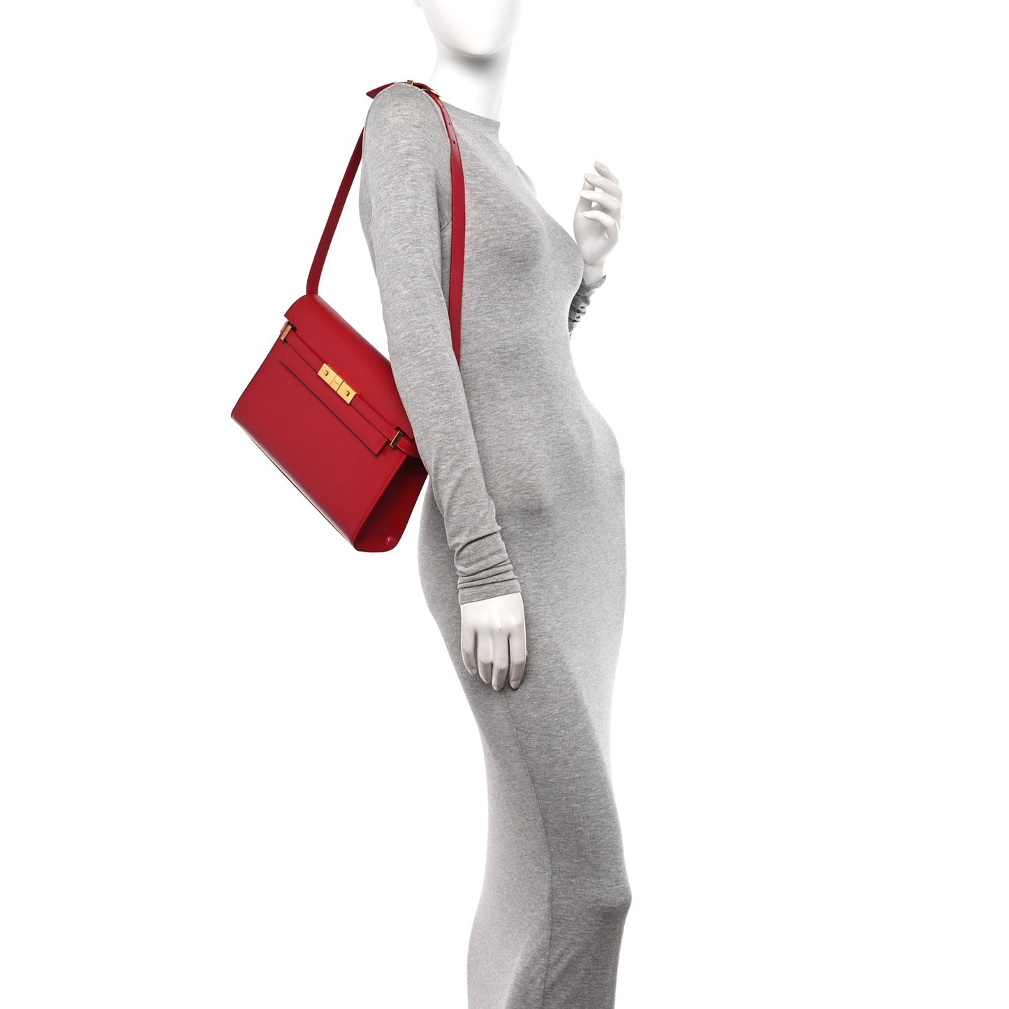 Smooth Calfskin Manhattan Shoulder Bag Rouge Eros