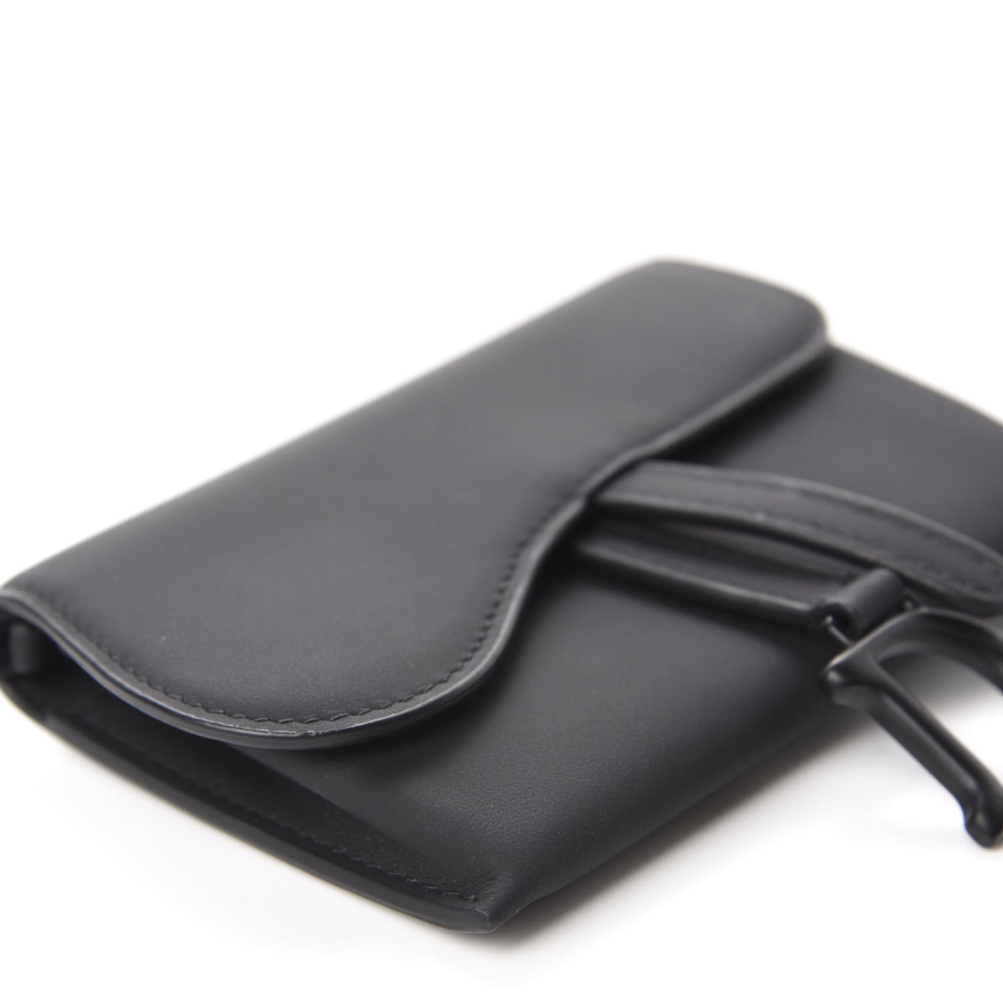 Ultra Matte Calfskin Nano Saddle Chain Pouch Black