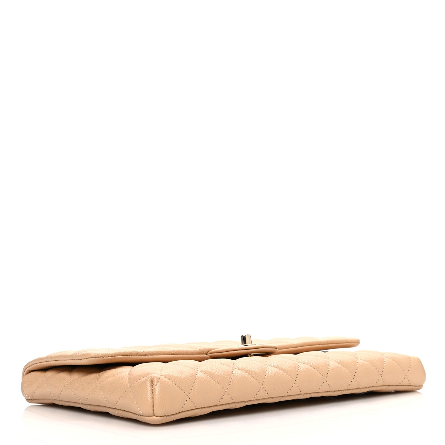 Caviar Quilted Flap Clutch Beige