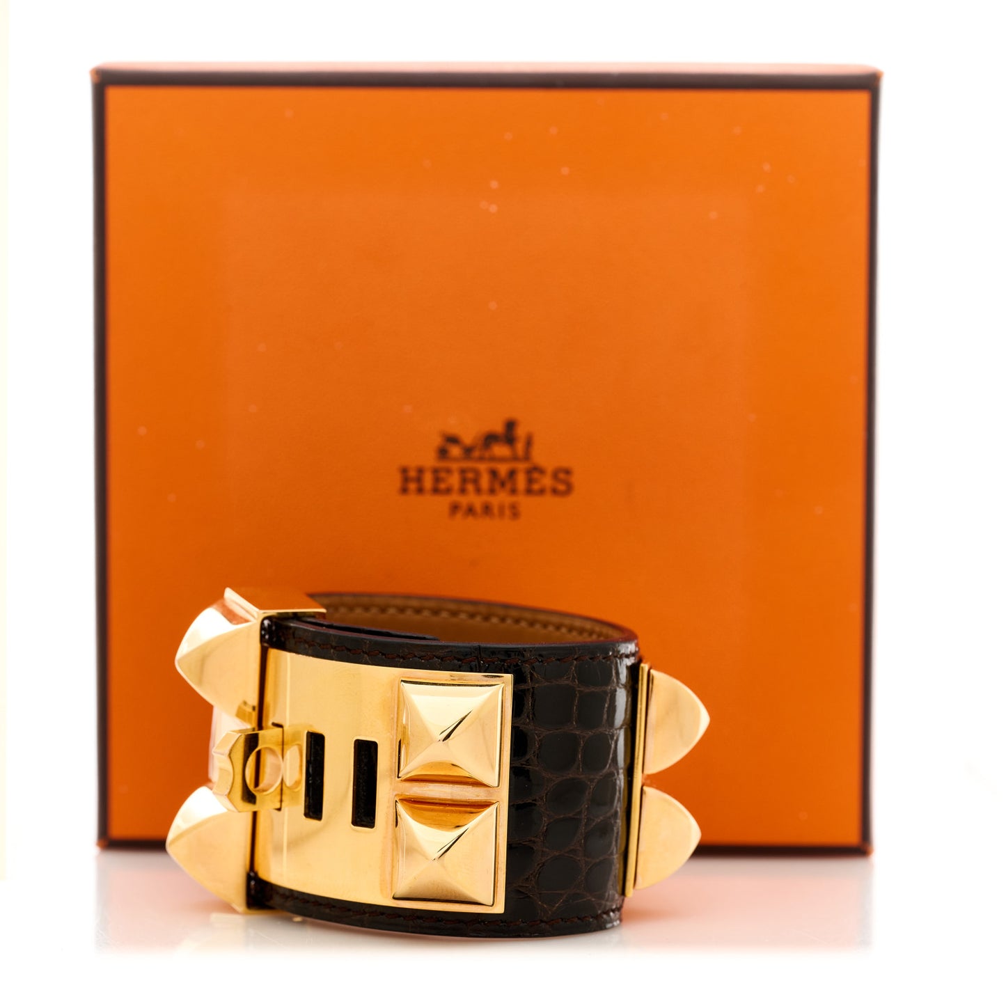 Shiny Alligator Collier de Chien CDC Bracelet XS Havane
