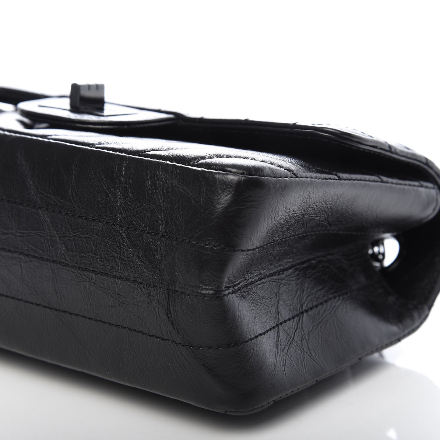 Aged Calfskin Chevron Quilted 2.55 Reissue Mini Flap So Black