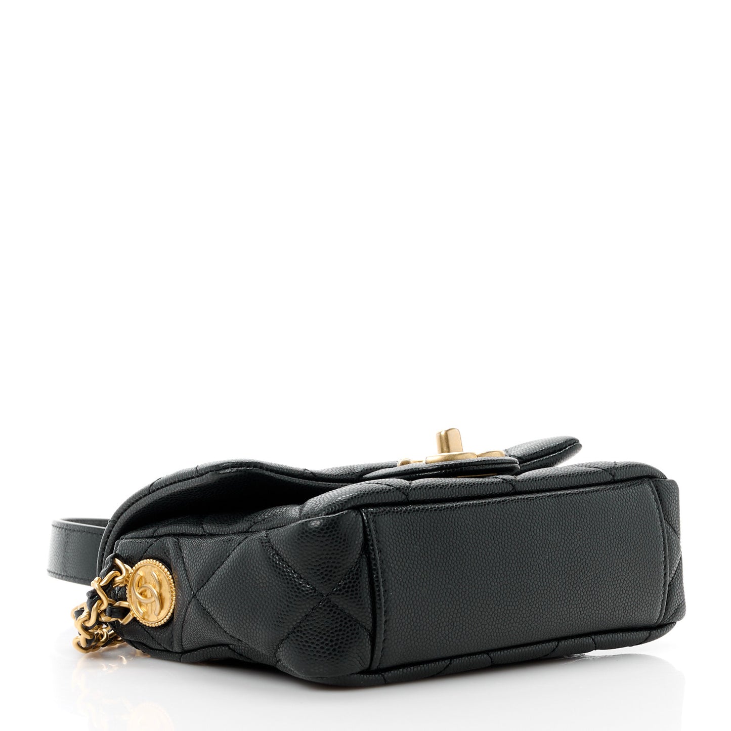 Caviar Quilted Mini Twist Your Buttons Flap Black