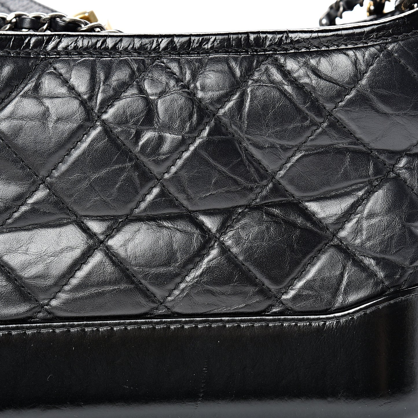 Aged Calfskin Quilted Small Gabrielle Hobo Black