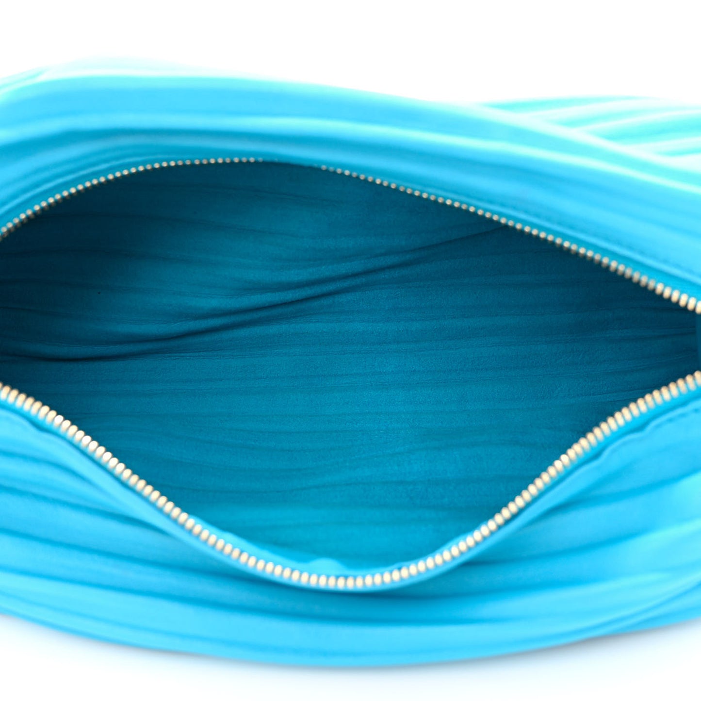 Lambskin Pleated Bracelet Pouch Shoulder Bag Turquoise