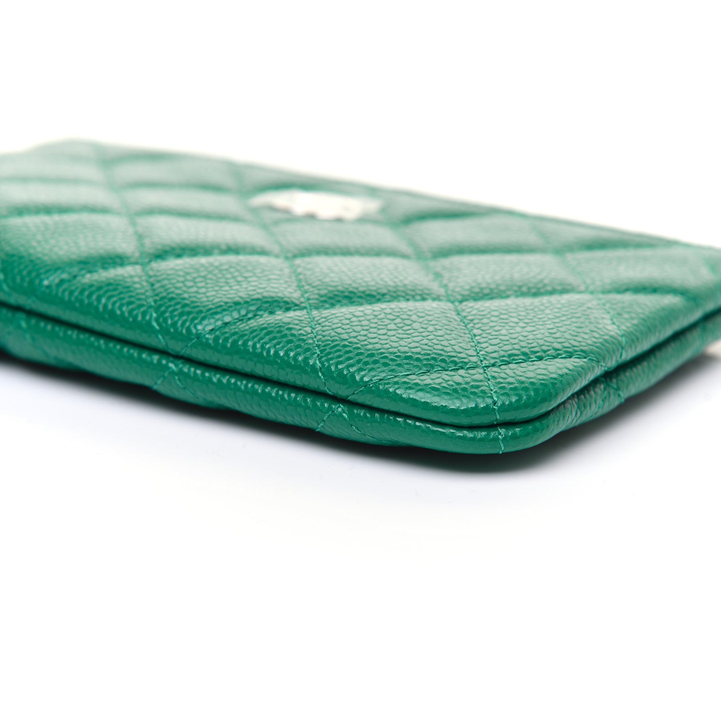 Caviar Quilted Small Cosmetic Case Green