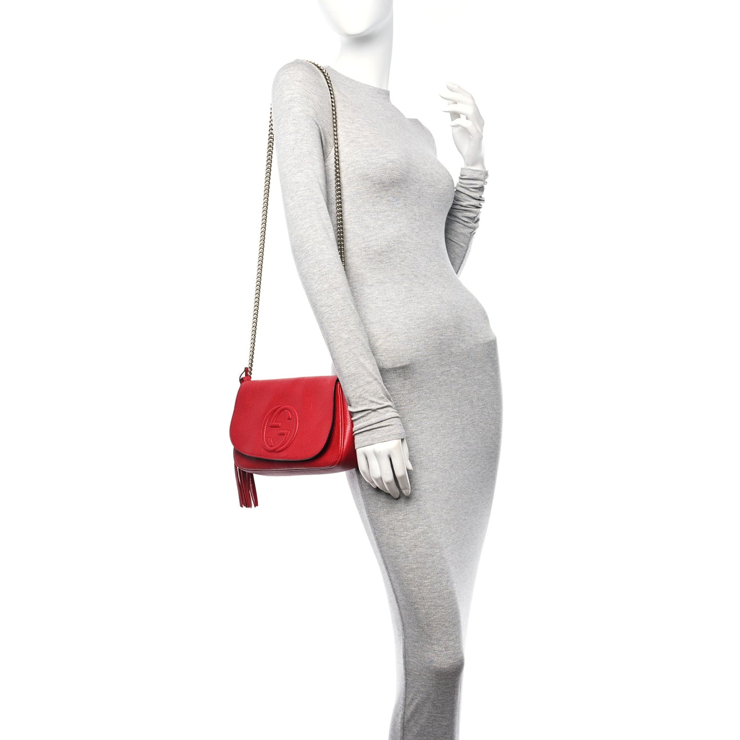 Pebbled Calfskin Medium Soho Flap Crossbody Vibrant Red