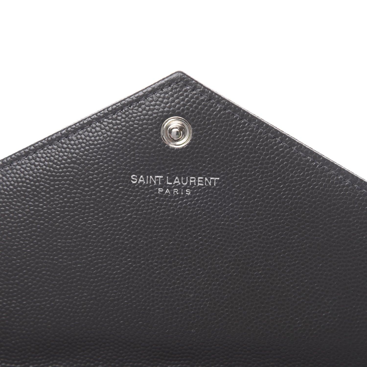 Saint Laurent Grain De Poudre Matelasse Chevron Monogram Envelope Chain Wallet Coal 6 of 11
