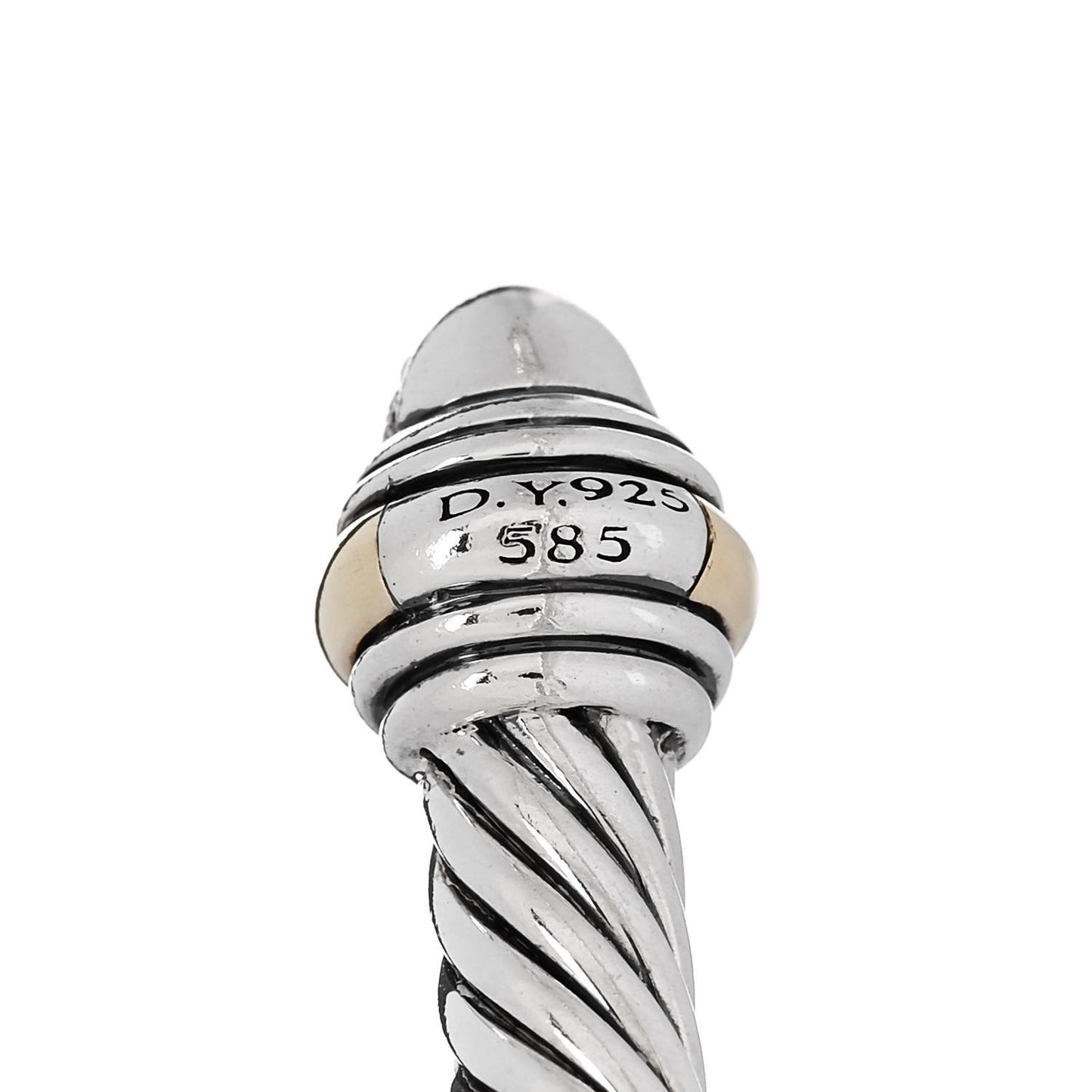 Sterling Silver 14K Yellow Gold Diamond 5mm Cable Classics Bracelet