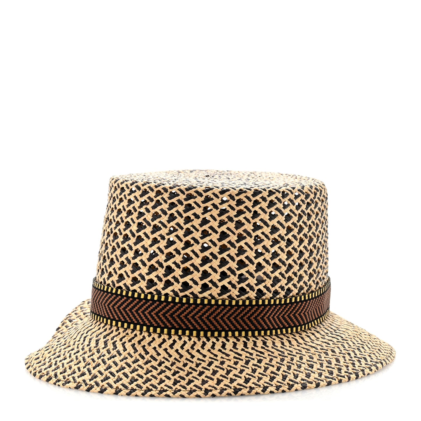 Straw Adele Panama Hat 58 Naturel Marron Jaune