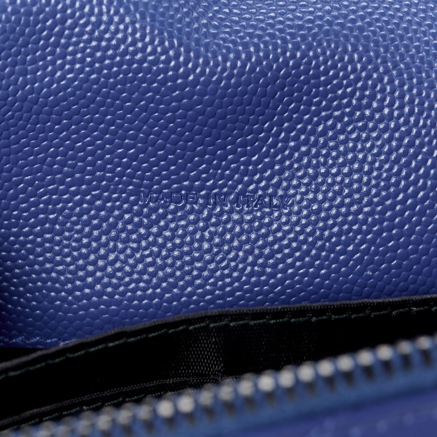 Grain De Poudre Matelasse Chevron Monogram Envelope Chain Wallet Blue Majorelle