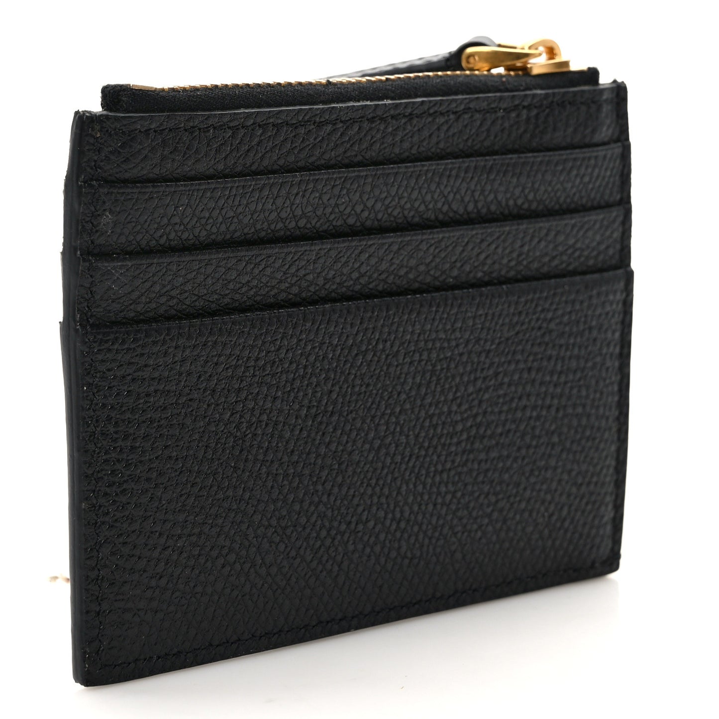 Grained Calfskin VLogo Coin Case Card Holder Black