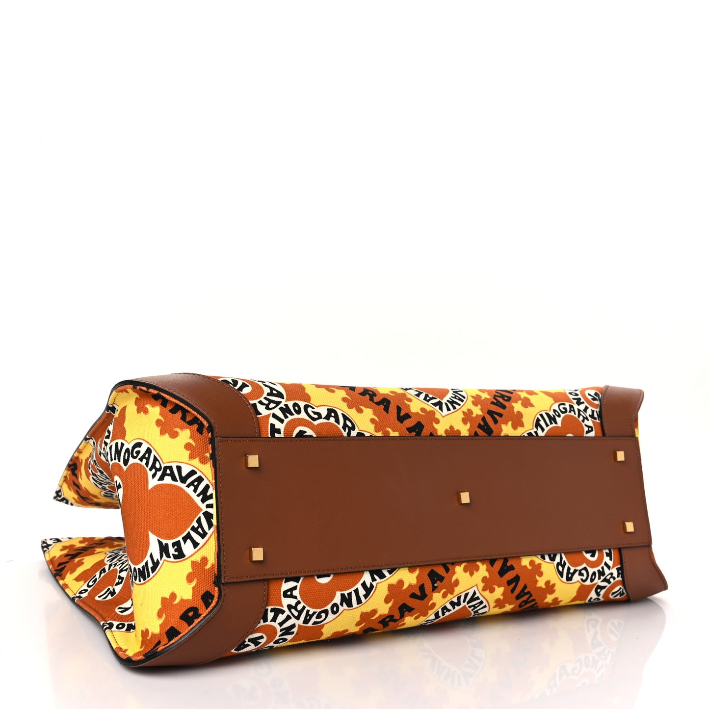 Canvas Calfskin Large Bandana Print Vlogo Signature Tote Saddle Brown Multicolor