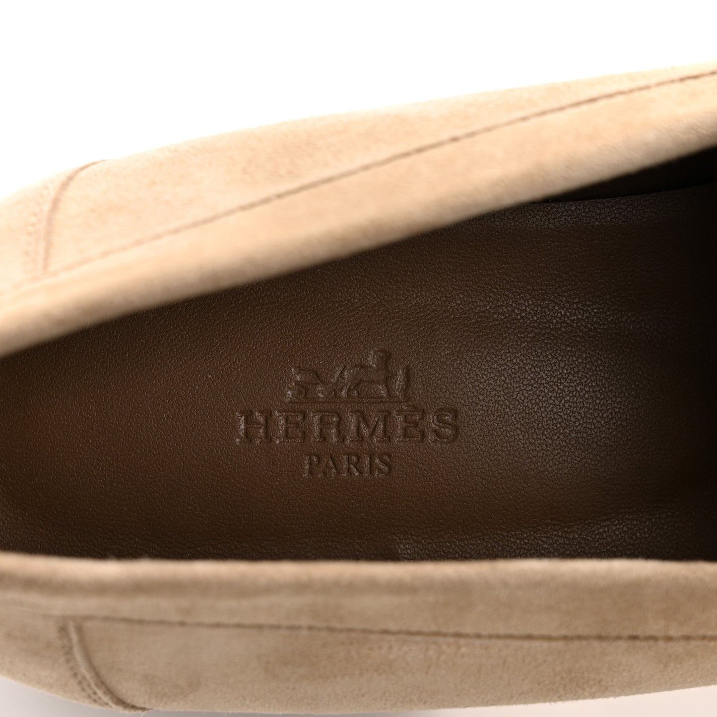 Suede Goatskin Womens Faubourg Loafers 41 Beige Argile
