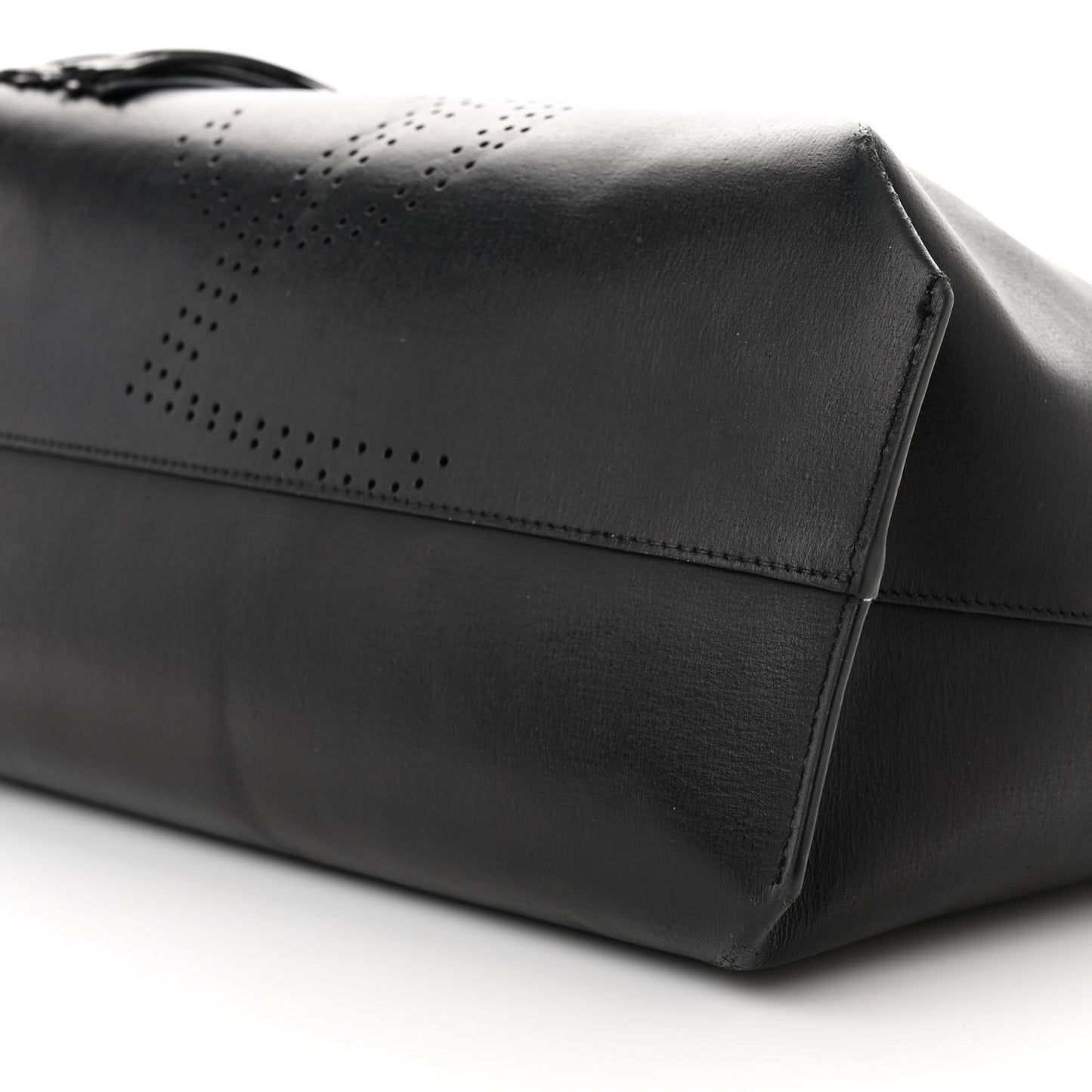 Vintage Calfskin Perforated East West Shopping Tote Black