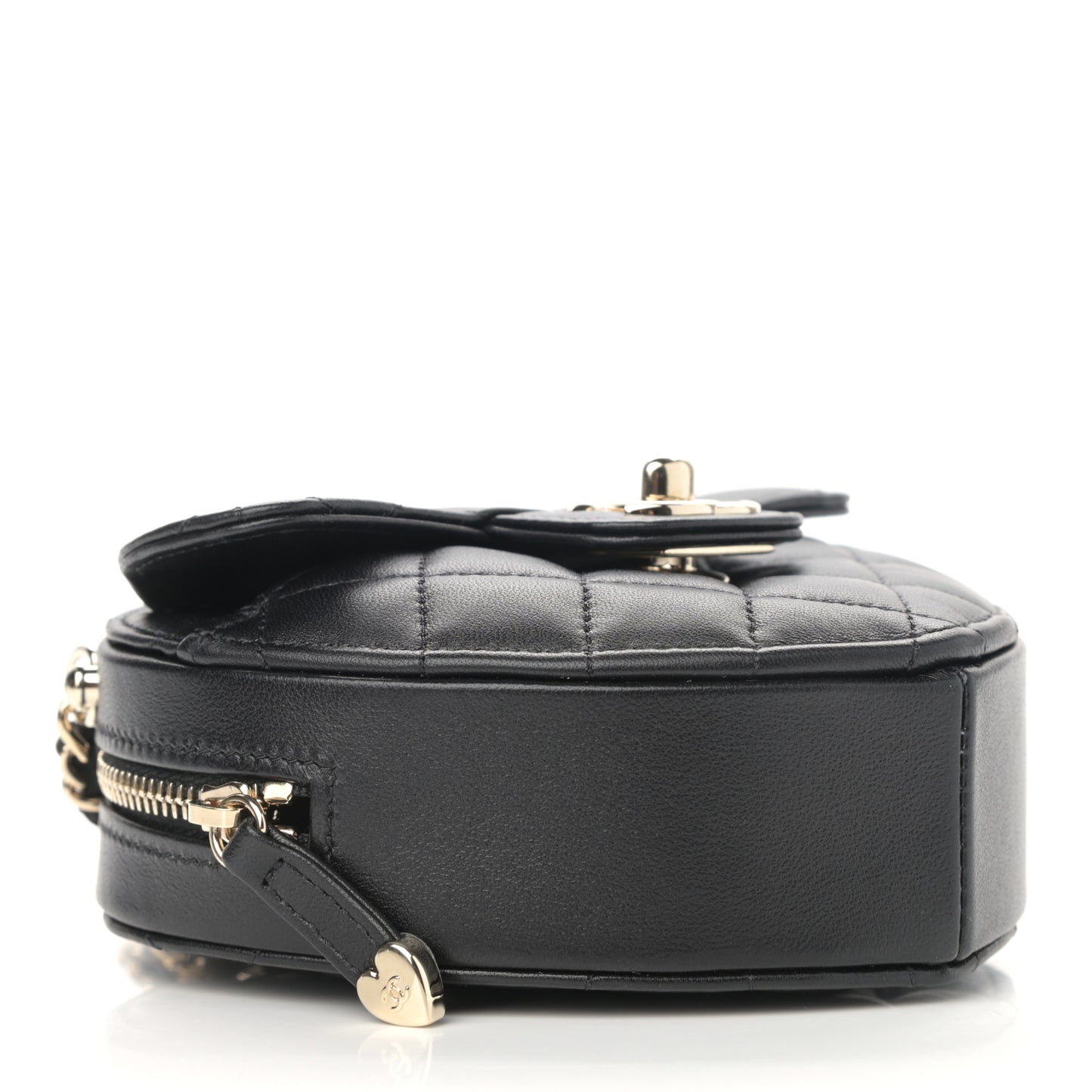 Lambskin Quilted CC In Love Heart Clutch With Chain Black