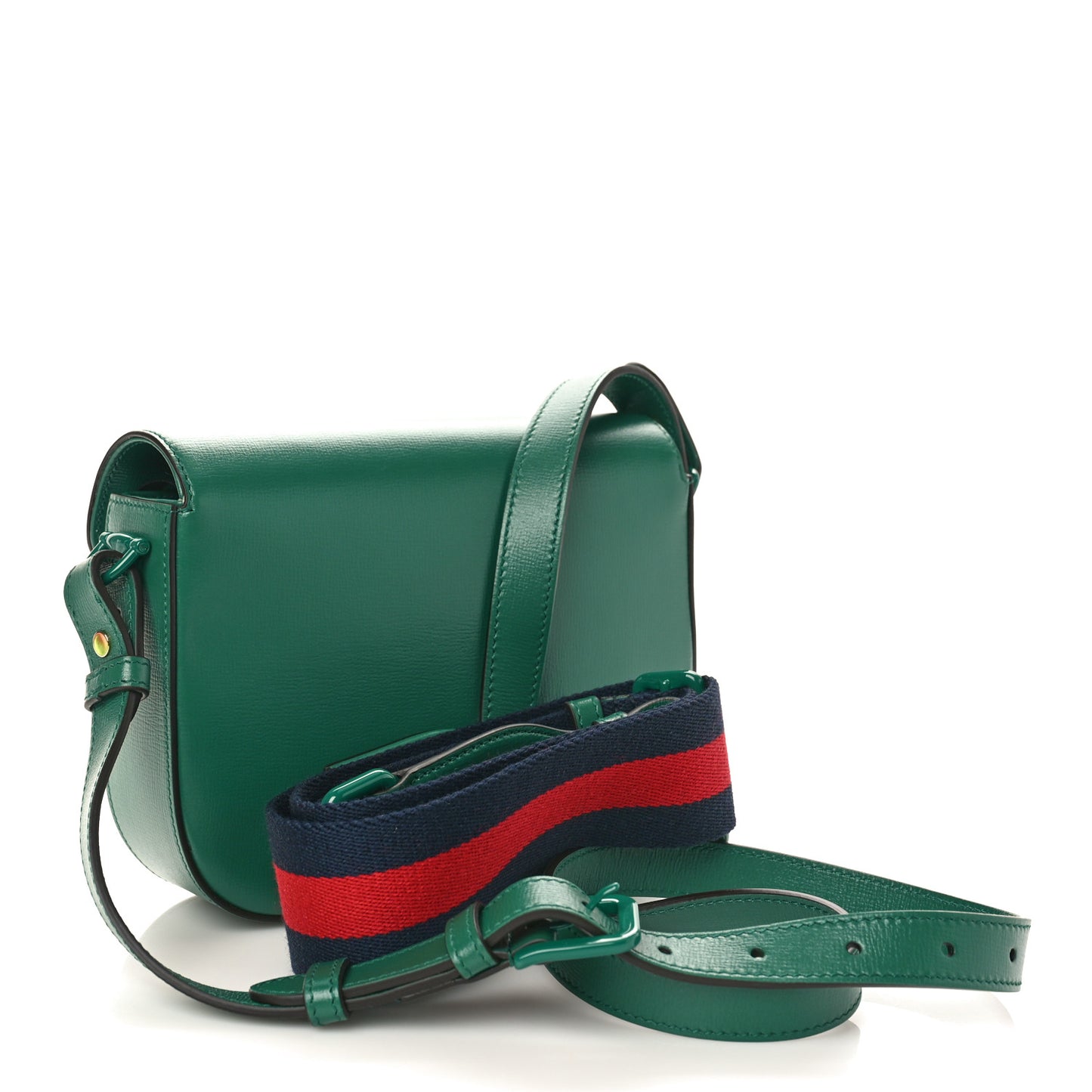 Azalea Calfskin Web Monochrome Horsebit 1955 Shoulder Bag Emerald