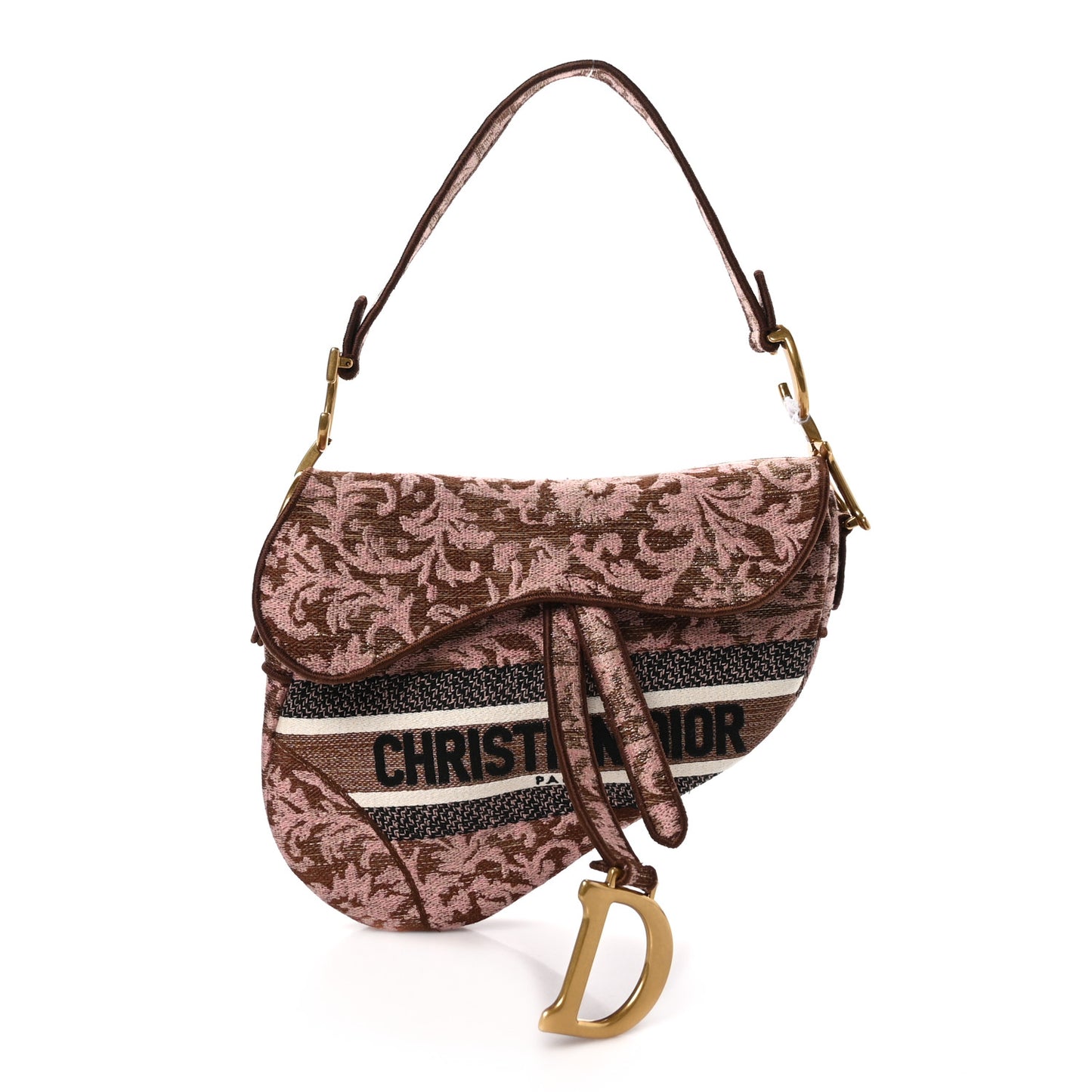 Canvas Embroidered Dioriviera Saddle Bag Metal Rose