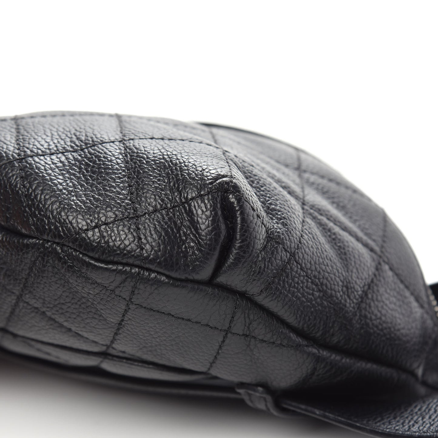Grained Calfskin Quilted Waist Belt Bag Black