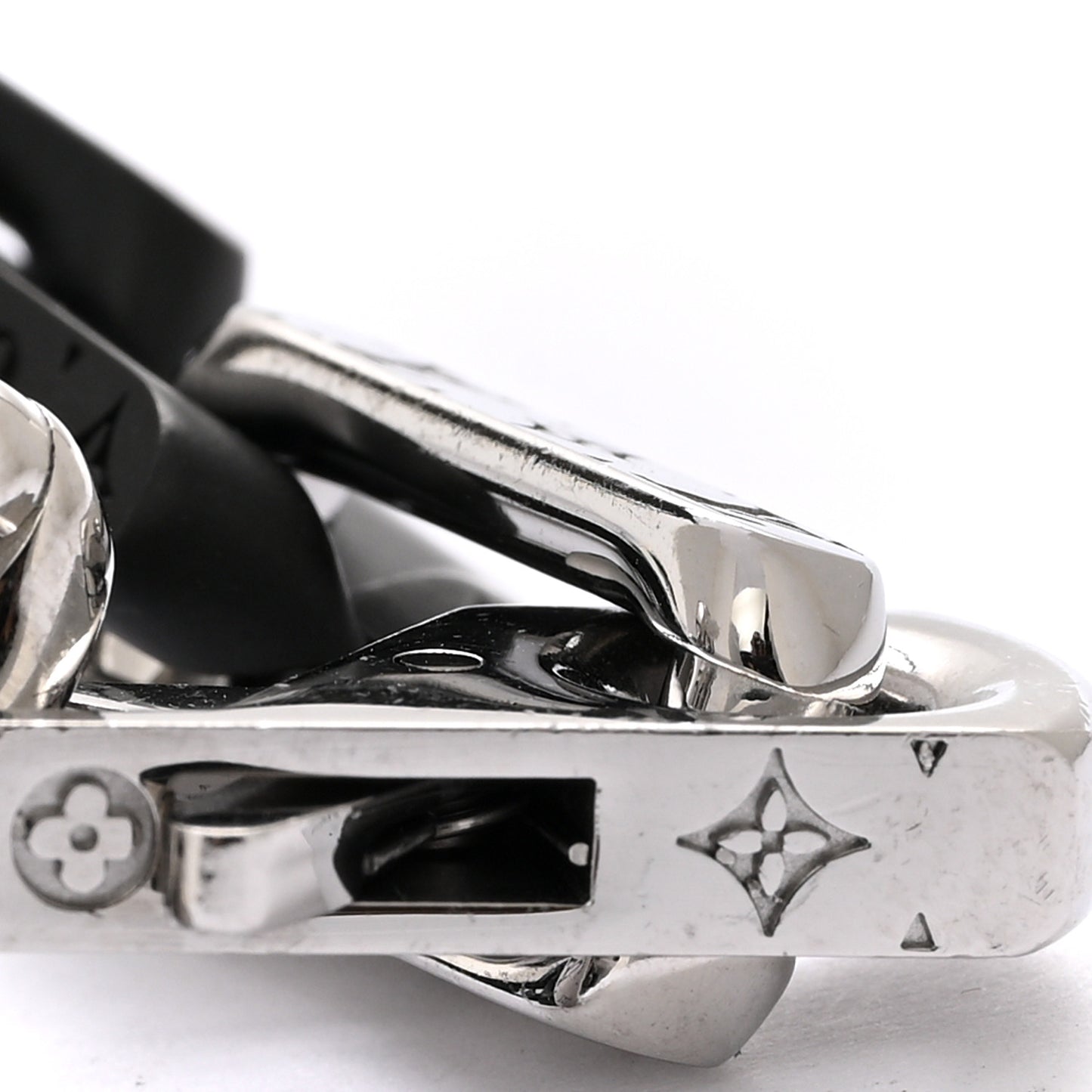 Metal Monogram Chain Bracelet Silver Black