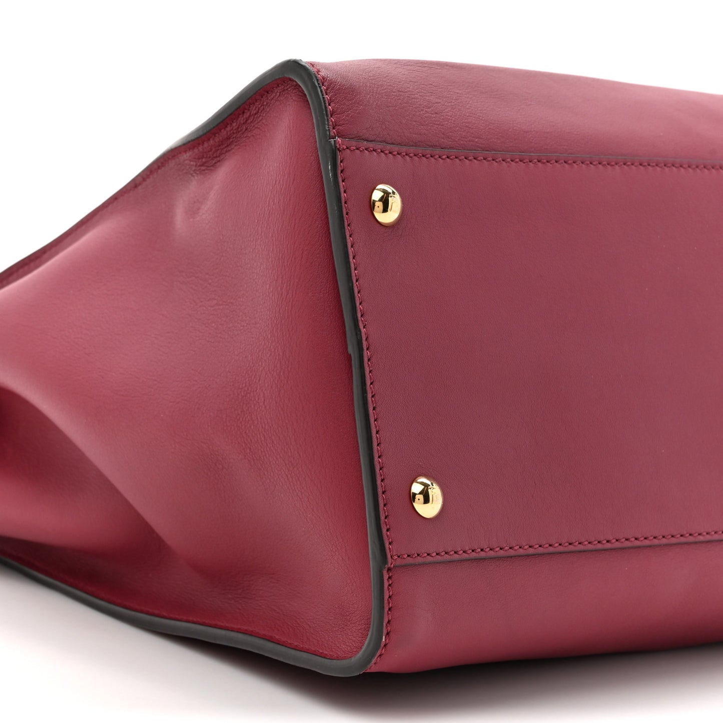 Vitello Seta Alacantara Large Peekaboo Iconic Satchel Black Cherry Fumo