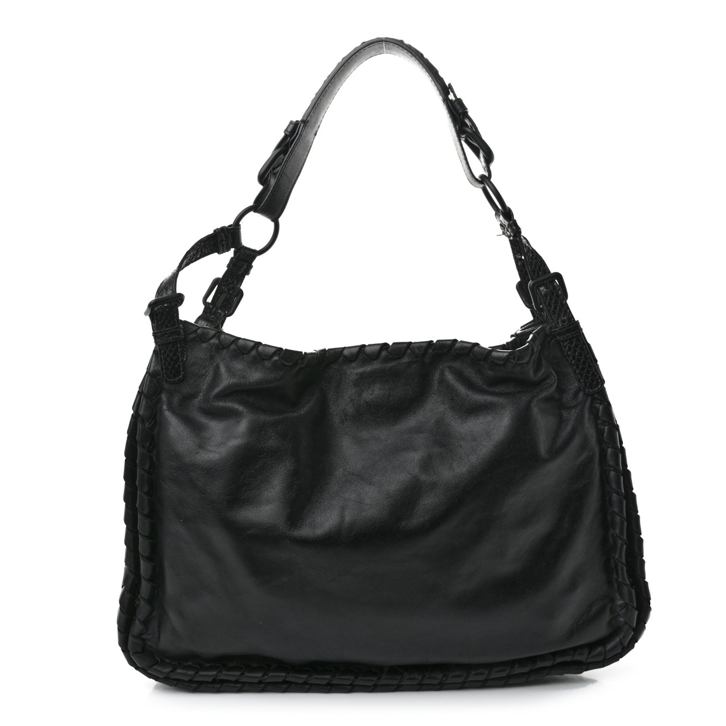 Nappa Intrecciato Snakeskin Hobo Black