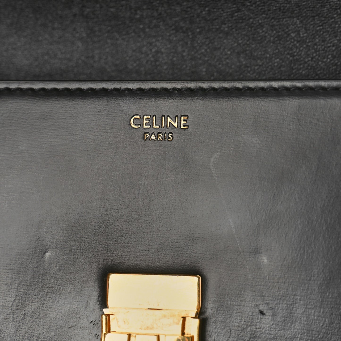 Shiny Calfskin Triomphe Shoulder Bag Black